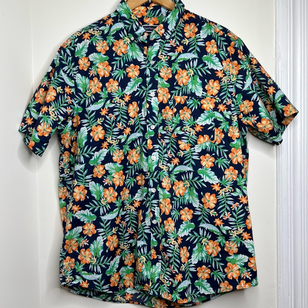 Club Room Floral Tropical Shirt Men’s XL Short Sleeve Button Down Summer Vacay